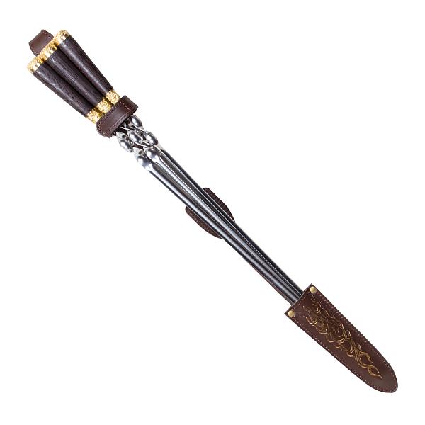 Подарочный набор шампуров 6шт. в чехле из натуральной кожи «Пламя» AKSO 392КК6-КТ АКСО, Артикул: 392КК6-КТ фото №1