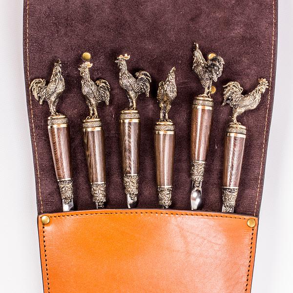 Шампура подарочные 6шт. в колчане из натуральной кожи с гравировкой изображения AKSO 376КК6-Г АКСО, Артикул: 376КК6-Г фото №1