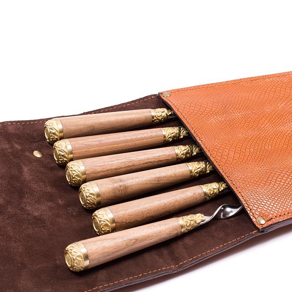 Подарочный набор шампуров 6шт. в колчане из натуральной кожи AKSO 314КК6-Г2 АКСО, Артикул: 314КК6-Г2 фото №1