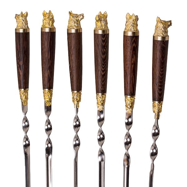 Подарочный набор шампуров 6шт. «Собака» в колчане из натуральной кожи AKSO 378КК6-Г АКСО, Артикул: 378КК6-Г фото №1