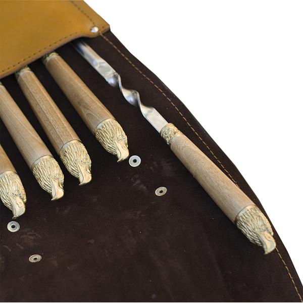 Подарочный набор шампуров 6шт. в колчане из натуральной кожи AKSO 303КК6-Г1 АКСО, Артикул: 303КК6-Г1 фото №1