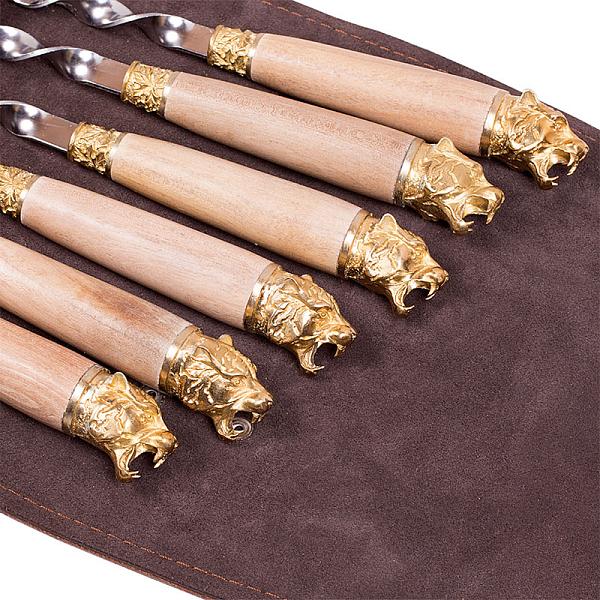 Подарочный набор шампуров 6шт. в колчане из натуральной кожи AKSO 309КК6-Г2 АКСО, Артикул: 309КК6-Г2 фото №1