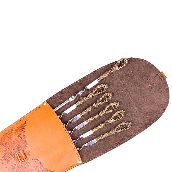 Подарочный набор шампуров 6шт. в колчане из натуральной кожи AKSO 381КК6 АКСО, Артикул: 381КК6 фото №1
