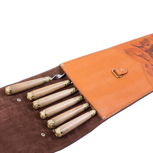 Подарочный набор шампуров 6шт. в колчане из натуральной кожи AKSO 314КК6 АКСО, Артикул: 314КК6 фото №1