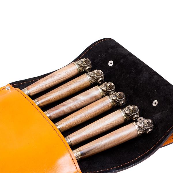 Подарочный набор шампуров 6шт. в колчане из натуральной кожи AKSO 313КК6 АКСО, Артикул: 313КК6 фото №1