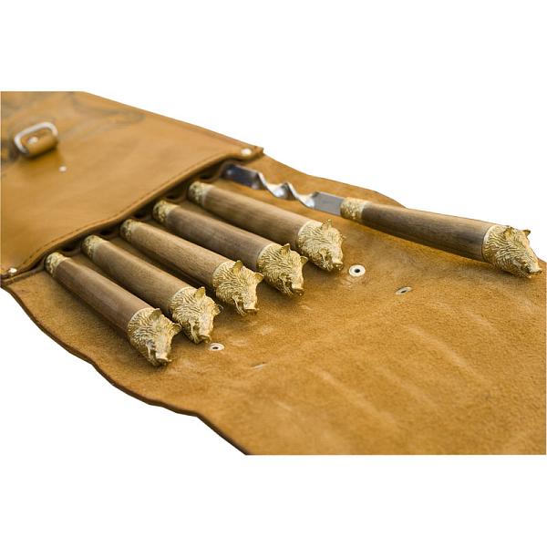 Подарочный набор шампуров 6шт. в колчане из натуральной кожи AKSO 307КК6 АКСО, Артикул: 307КК6 фото №1