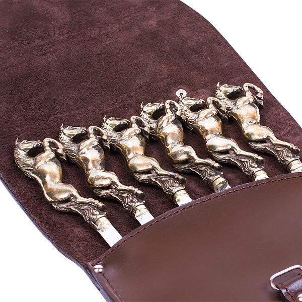 Подарочный набор шампуров 6шт. в колчане из натуральной кожи AKSO 374ЛО6-К АКСО, Артикул: 374ЛО6-К фото №1