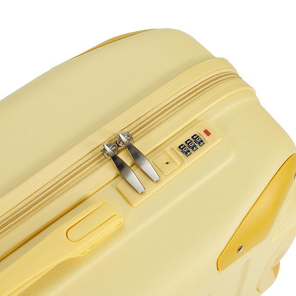 Чемодан TORBER В Отпуск, желтый, ABS-пластик, 42 х 26 х 65 см, 55 л, 3 кг T1225Y-M Torber, Артикул: T1225Y-M фото №1