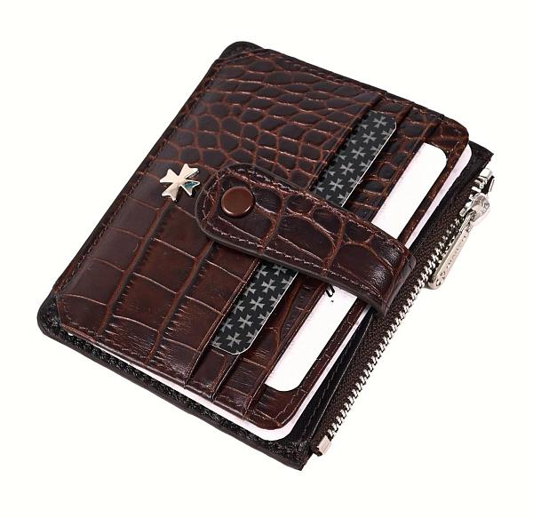 Картхолдер NARVIN из натуральной кожи 9104-Croco Brown Vasheron, Артикул: 9104-Croco Brown фото №1