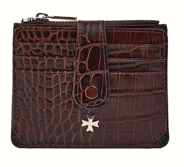 Картхолдер NARVIN из натуральной кожи 9104-Croco Brown Vasheron, Артикул: 9104-Croco Brown фото №1