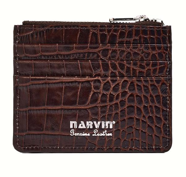 Картхолдер NARVIN из натуральной кожи 9104-Croco Brown Vasheron, Артикул: 9104-Croco Brown фото №1