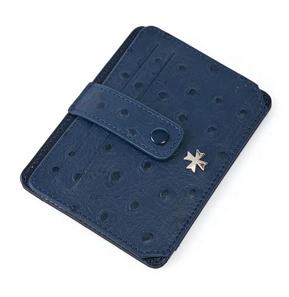 Кредитница картхолдер кожаная Narvin 9105-Ostrich D.Blue Vasheron, Артикул: 9105-Ostrich D.Blue фото №1