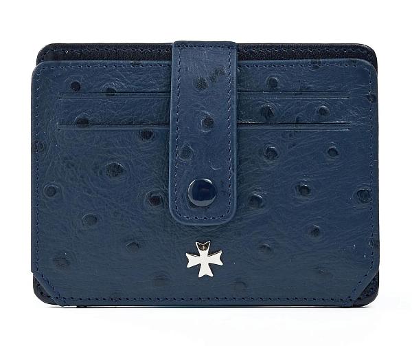 Кредитница картхолдер кожаная Narvin 9105-Ostrich D.Blue Vasheron, Артикул: 9105-Ostrich D.Blue фото №1