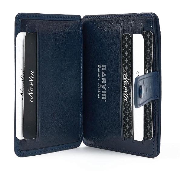 Кредитница картхолдер кожаная Narvin 9105-Ostrich D.Blue Vasheron, Артикул: 9105-Ostrich D.Blue фото №1