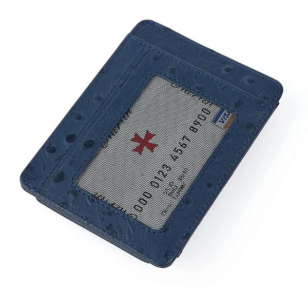 Кредитница картхолдер кожаная Narvin 9105-Ostrich D.Blue Vasheron, Артикул: 9105-Ostrich D.Blue фото №1