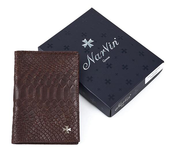 Обложка для паспорта Narvin 9158-Anaconda Brown Vasheron, Артикул: 9158-Anaconda Brown фото №1
