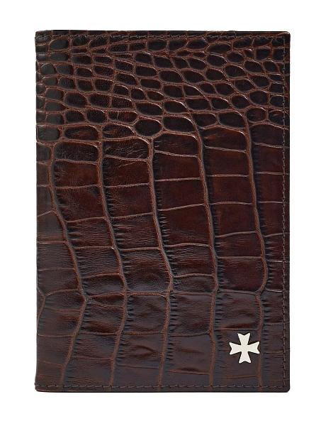 Обложка для паспорта Narvin 9158-Croco Brown Vasheron, Артикул: 9158-Croco Brown фото №1