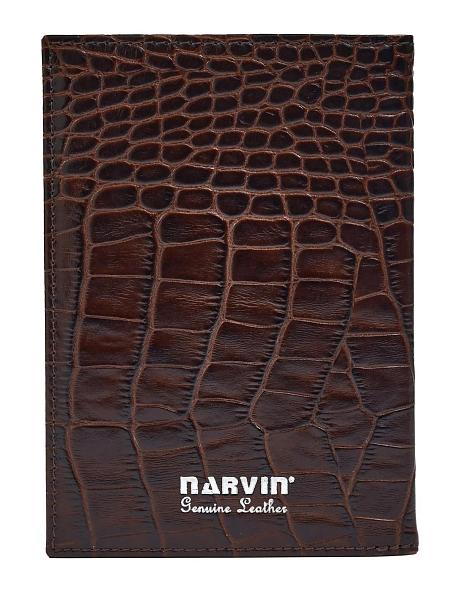 Обложка для паспорта Narvin 9158-Croco Brown Vasheron, Артикул: 9158-Croco Brown фото №1