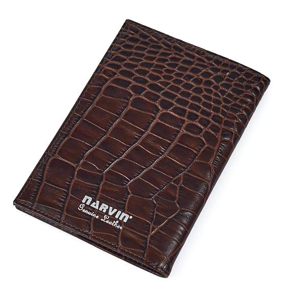 Обложка для паспорта Narvin 9158-Croco Brown Vasheron, Артикул: 9158-Croco Brown фото №1
