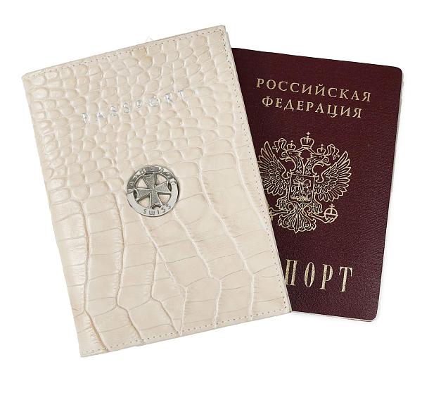 Обложка для паспорта NARVIN 9161-Croco Beige Vasheron, Артикул: 9161-Croco Beige фото №1