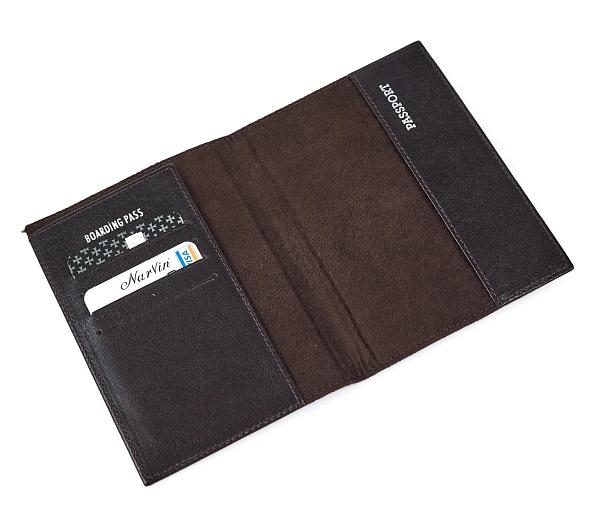 Обложка на паспорт из натуральной кожи NARVIN 9161-Croco Brown Vasheron, Артикул: 9161-Croco Brown фото №1