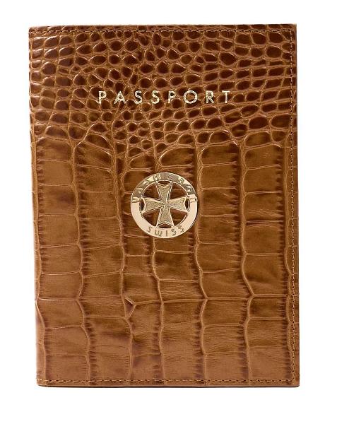 Обложка на паспорт из натуральной кожи NARVIN 9161-Croco Capuccino Vasheron, Артикул: 9161-Croco Capuccino фото №1