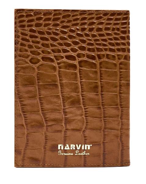 Обложка на паспорт из натуральной кожи NARVIN 9161-Croco Capuccino Vasheron, Артикул: 9161-Croco Capuccino фото №1