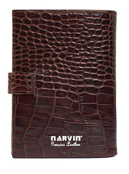 Обложка для автодокументов и паспорта NARVIN из натуральной кожи 9175-Croco Brown Vasheron, Артикул: 9175-Croco Brown фото №1