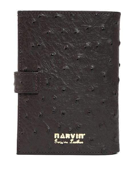 Обложка для автодокументов и паспорта NARVIN из натуральной кожи 9175-Ostrich Brown Vasheron, Артикул: 9175-Ostrich Brown фото №1