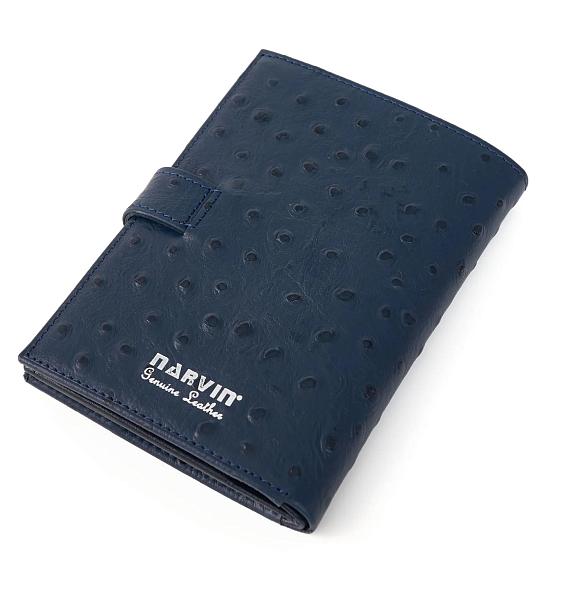 Обложка для автодокументов и паспорта NARVIN из натуральной кожи 9175-Ostrich D.Blue Vasheron, Артикул: 9175-Ostrich D.Blue фото №1
