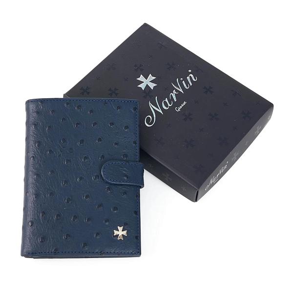 Обложка для автодокументов и паспорта NARVIN из натуральной кожи 9175-Ostrich D.Blue Vasheron, Артикул: 9175-Ostrich D.Blue фото №1