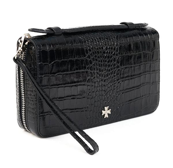 Клатч мужской из натуральной кожи NARVIN 9432-Croco Black Vasheron, Артикул: 9432-Croco Black фото №1