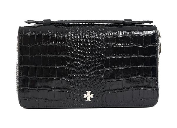 Клатч мужской из натуральной кожи NARVIN 9432-Croco Black Vasheron, Артикул: 9432-Croco Black фото №1