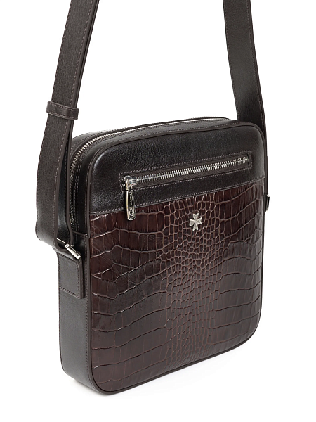 Сумка мужская из натуральной кожи NARVIN 9483-Croco Brown Vasheron, Артикул: 9483-Croco Brown фото №1