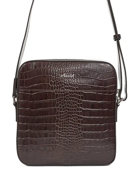 Сумка мужская из натуральной кожи NARVIN 9483-Croco Brown Vasheron, Артикул: 9483-Croco Brown фото №1