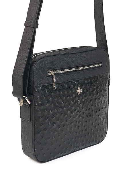 Сумка мужская из натуральной кожи NARVIN 9483-Ostrich Black Vasheron, Артикул: 9483-Ostrich Black фото №1
