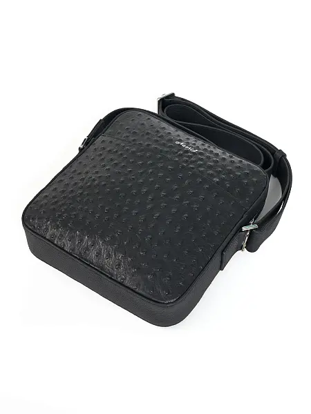 Сумка мужская из натуральной кожи NARVIN 9483-Ostrich Black Vasheron, Артикул: 9483-Ostrich Black фото №1