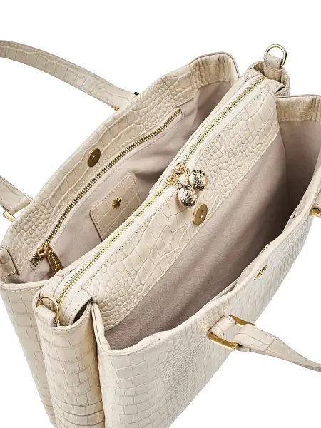 Сумка женская из натуральной кожи NARVIN 9804-Croco Beige Vasheron, Артикул: 9804-Croco Beige фото №1