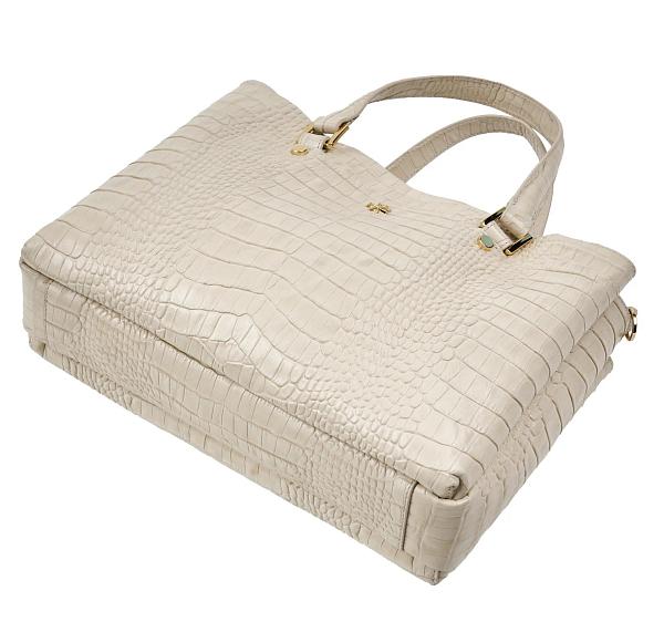 Сумка женская из натуральной кожи NARVIN 9804-Croco Beige Vasheron, Артикул: 9804-Croco Beige фото №1