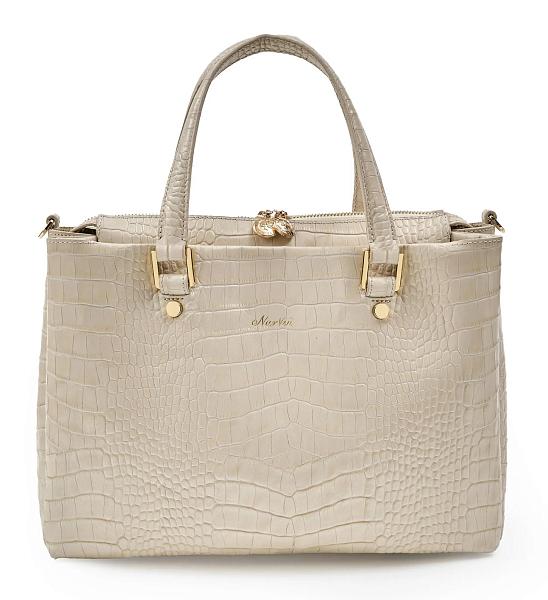 Сумка женская из натуральной кожи NARVIN 9804-Croco Beige Vasheron, Артикул: 9804-Croco Beige фото №1