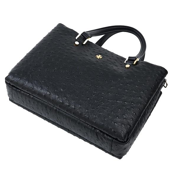 Сумка женская из натуральной кожи NARVIN 9804-Ostrich Black Vasheron, Артикул: 9804-Ostrich Black фото №1