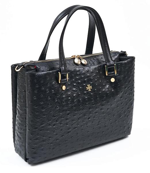 Сумка женская из натуральной кожи NARVIN 9804-Ostrich Black Vasheron, Артикул: 9804-Ostrich Black фото №1