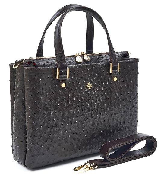 Сумка женская из натуральной кожи NARVIN 9804-Ostrich Brown Vasheron, Артикул: 9804-Ostrich Brown фото №1