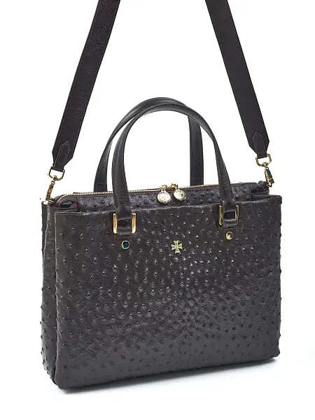 Сумка женская из натуральной кожи NARVIN 9804-Ostrich Brown Vasheron, Артикул: 9804-Ostrich Brown фото №1