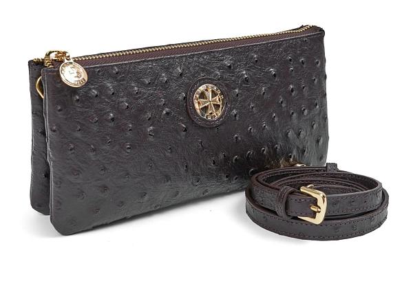 Сумка клатч NARVIN из натуральной кожи 9951-Ostrich Chocolate Vasheron, Артикул: 9951-Ostrich Chocolate фото №1