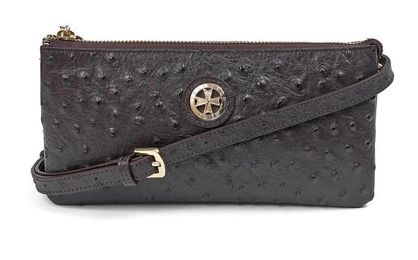 Сумка клатч NARVIN из натуральной кожи 9951-Ostrich Chocolate Vasheron, Артикул: 9951-Ostrich Chocolate фото №1