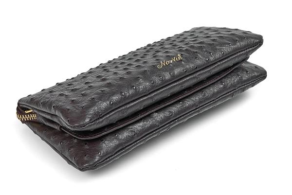 Сумка клатч NARVIN из натуральной кожи 9951-Ostrich Chocolate Vasheron, Артикул: 9951-Ostrich Chocolate фото №1