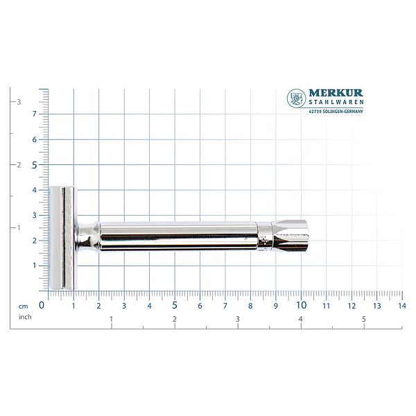 Станок Т-образный для бритья MERKUR 510C, глянцевое хромированное покрытие, прямой срез, закрытый гребень, регулируемый, лезвие в комплекте (1 шт) 510101 MERKUR, Артикул: 510101 фото №1