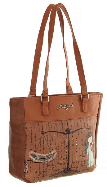 Женская сумка mr05404 marron miss sarah тёмно-бежевый MISS SARAH, Артикул: MR05404 Marron фото №1