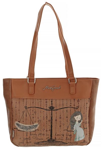 Женская сумка mr05404 marron miss sarah тёмно-бежевый MISS SARAH, Артикул: MR05404 Marron фото №1